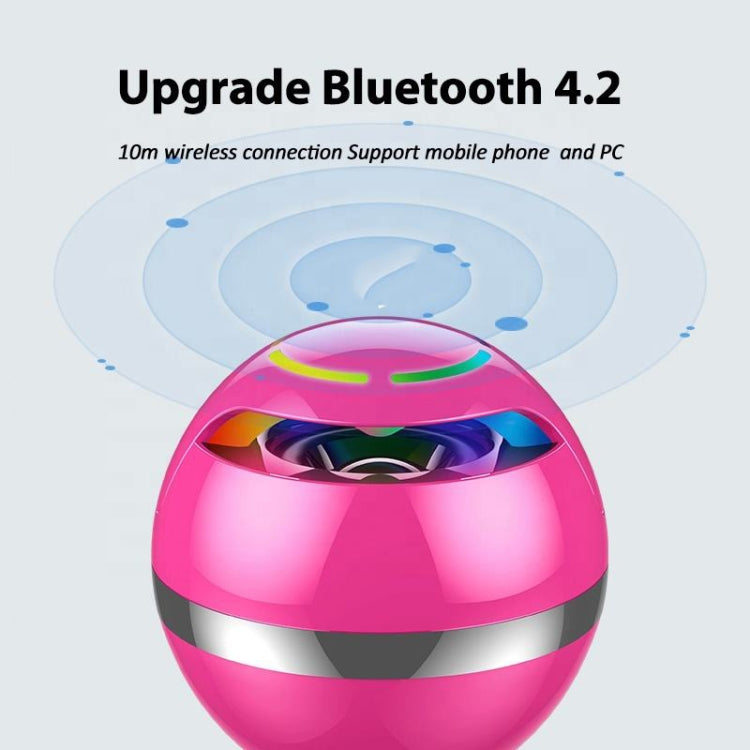 GS009 Bluetooth 4.2 Round Ball Small Speaker With Colorful Light Support TF Card / FM