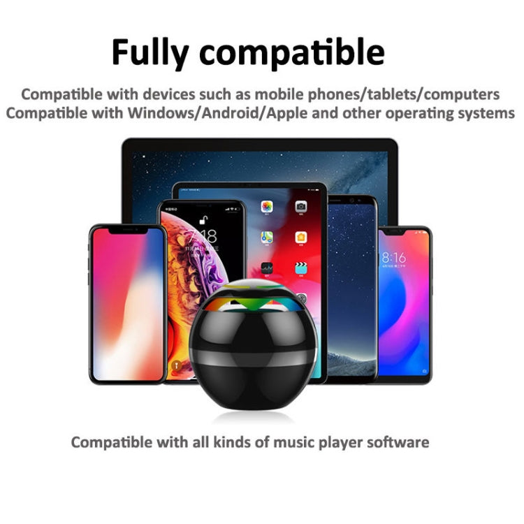 GS009 Bluetooth 4.2 Round Ball Small Speaker With Colorful Light Support TF Card / FM