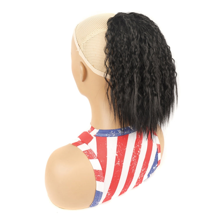 LS868 Drawstring Fixed Corn Perm Curly Wig Fluffy Short Ponytail Wigs, Color: 1B