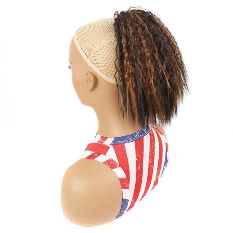LS868 Drawstring Fixed Corn Perm Curly Wig Fluffy Short Ponytail Wigs, Color: 1BH30