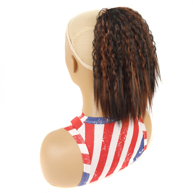 LS868 Drawstring Fixed Corn Perm Curly Wig Fluffy Short Ponytail Wigs, Color: 1BH33