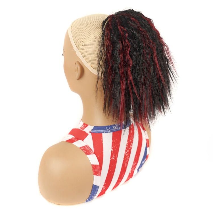 LS868 Drawstring Fixed Corn Perm Curly Wig Fluffy Short Ponytail Wigs, Color: 1BHBug