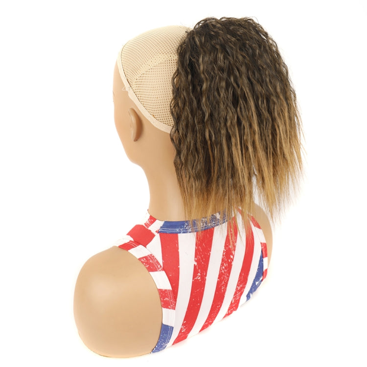 LS868 Drawstring Fixed Corn Perm Curly Wig Fluffy Short Ponytail Wigs, Color: 1BT27