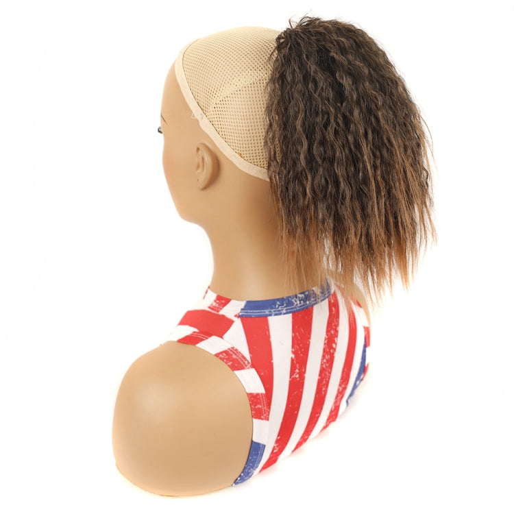 LS868 Drawstring Fixed Corn Perm Curly Wig Fluffy Short Ponytail Wigs, Color: 1BT30