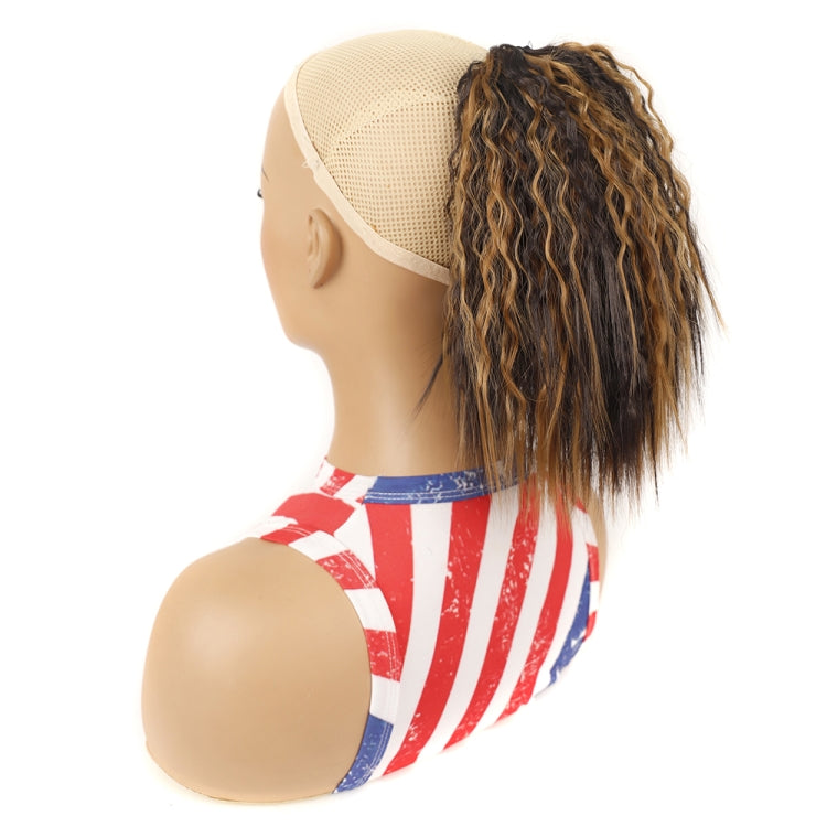 LS868 Drawstring Fixed Corn Perm Curly Wig Fluffy Short Ponytail Wigs, Color: 4H27