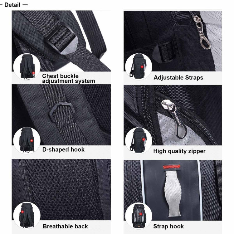 90L+10L  Multifunctional Outdoor Large Capacity Waterproof Nylon Hiking Bag