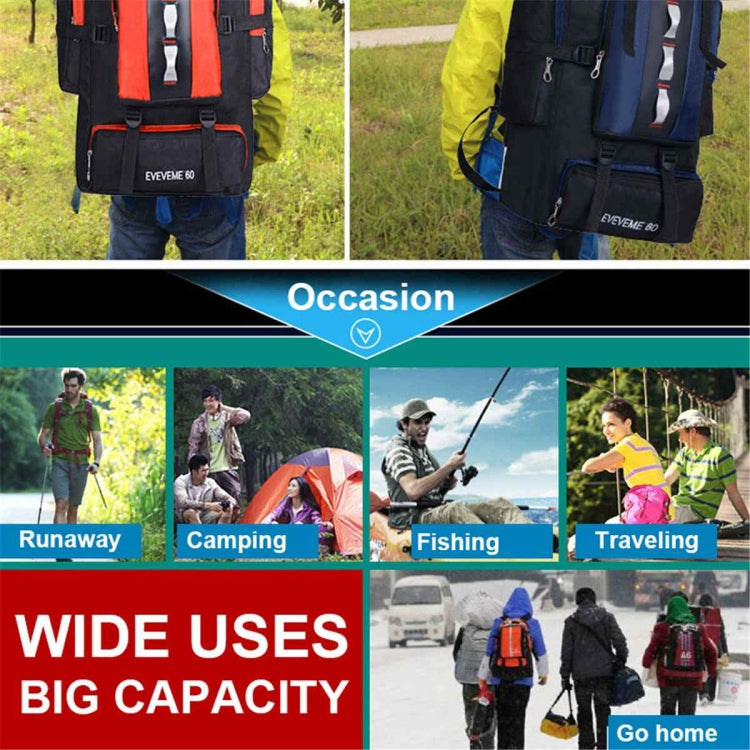 90L+10L  Multifunctional Outdoor Large Capacity Waterproof Nylon Hiking Bag