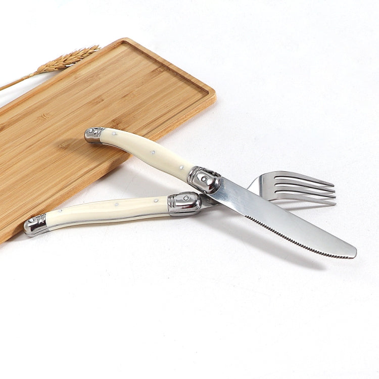Stainless Steel Knife Fork Spoon Set Plastic Handle Western Tableware, Specification: 6 Forks