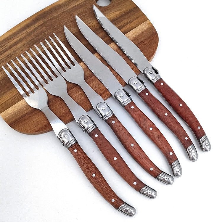 Rosewood Handle Stainless Steel Knife and Fork Cutlery,Spec: 1 Knife