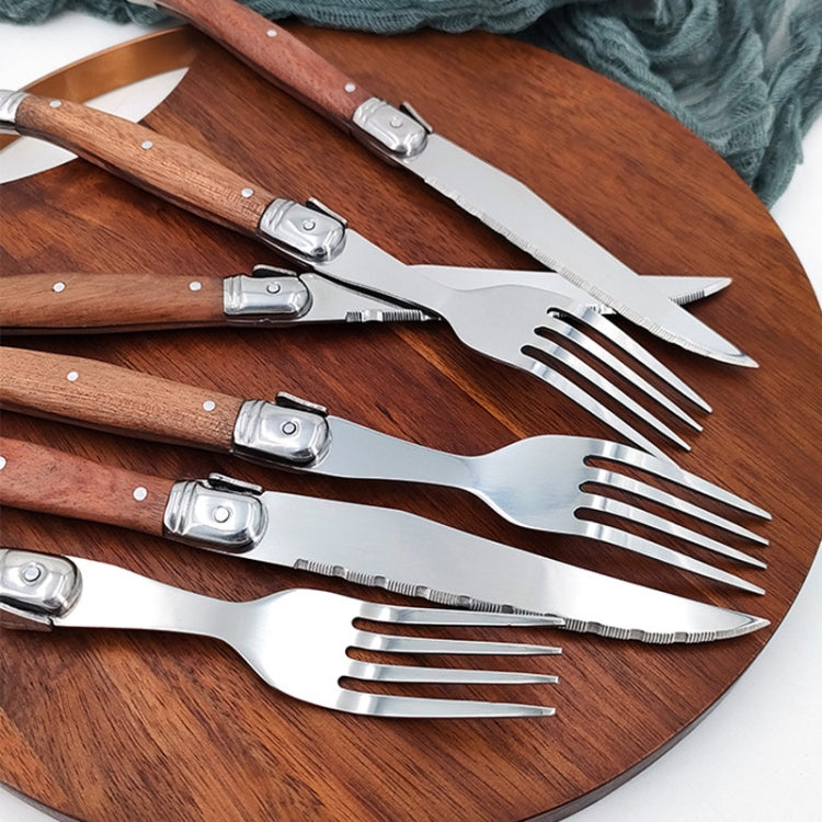 Rosewood Handle Stainless Steel Knife and Fork Cutlery,Spec: 3 Knives + 3 Forks