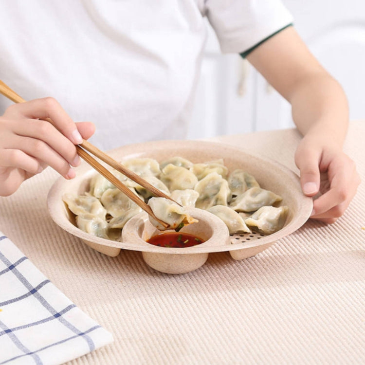 10pcs With Flavour Dish Dumpling Plate Wheat Straw Double Layer Drain Dish