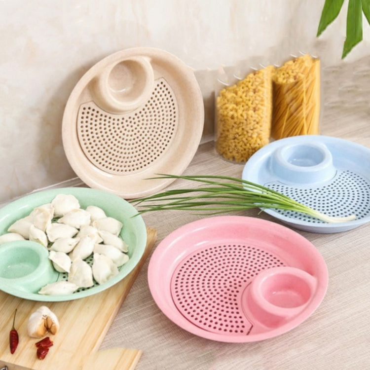 10pcs With Flavour Dish Dumpling Plate Wheat Straw Double Layer Drain Dish