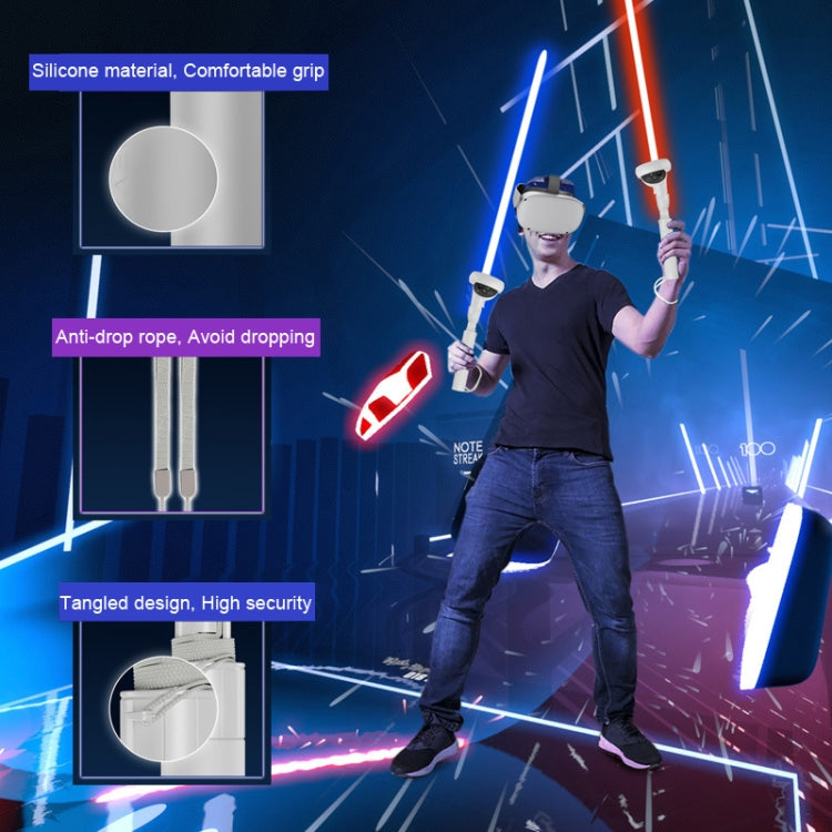 For Meta Quest Pro VR Glasses Golf Game Light Pole Handle Extended Rod(White)