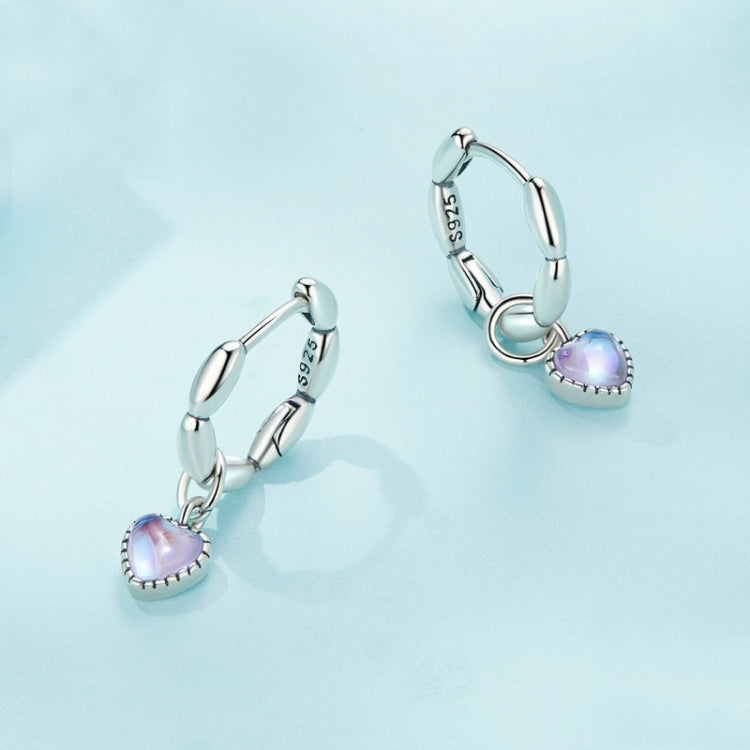 SCE1556 Sterling Silver S925 Symphony Heart Rice Grain Hoop Earrings