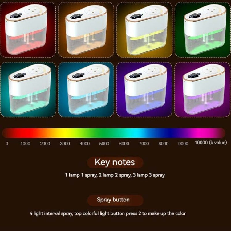 2.2L 3-hole Large Mist Humidifier Night Light Air Purifier USB Plug