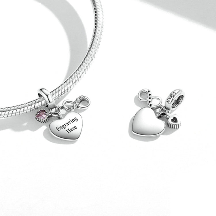 SCC1922 Sterling Silver S925 Endless Heart Zircon Bracelet Pendant