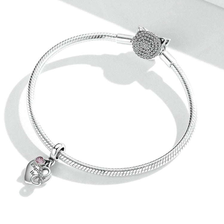 SCC1922 Sterling Silver S925 Endless Heart Zircon Bracelet Pendant