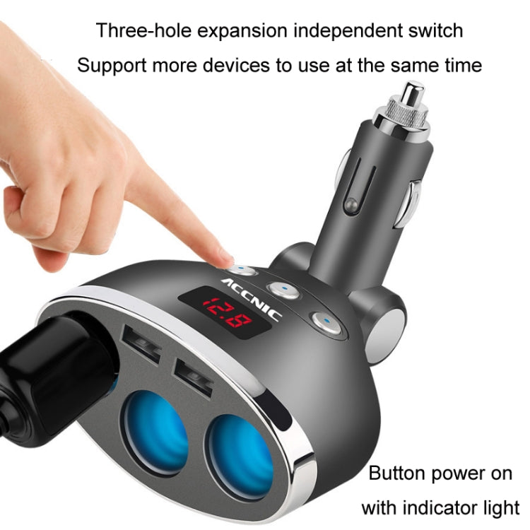 ACCNIC 1 for 3 Car Cigarette Liighter USB Mobile Phone Charger With Switch(T3)