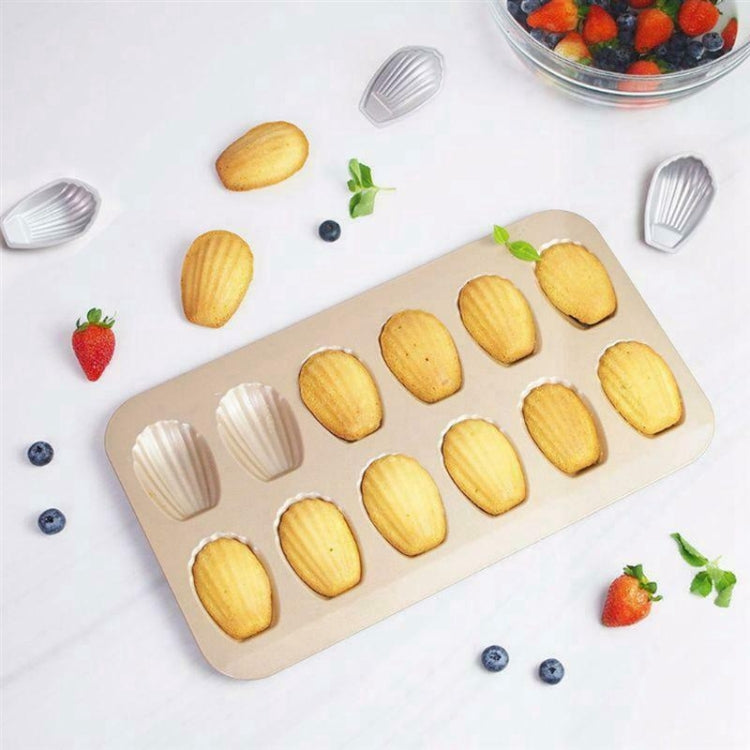 BM1067 Shell Shaped Non-stick Cake Mold Kitchen Biscuit Pan Baking Mold, Specification: Gold