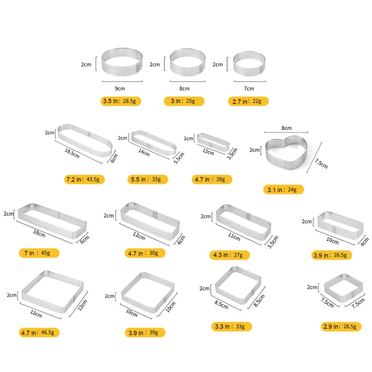 BN1006 Stainless Steel Mousse Circle Thickened Perforated Cake Mold DIY Baking Tools, Specification: Round 3 inches