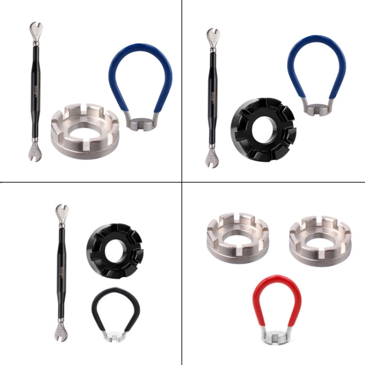 Blue Wrench+Silver 8 Port+Wrench Chrome Molybdenum Steel Mountain Bike Spoke Wrench Set