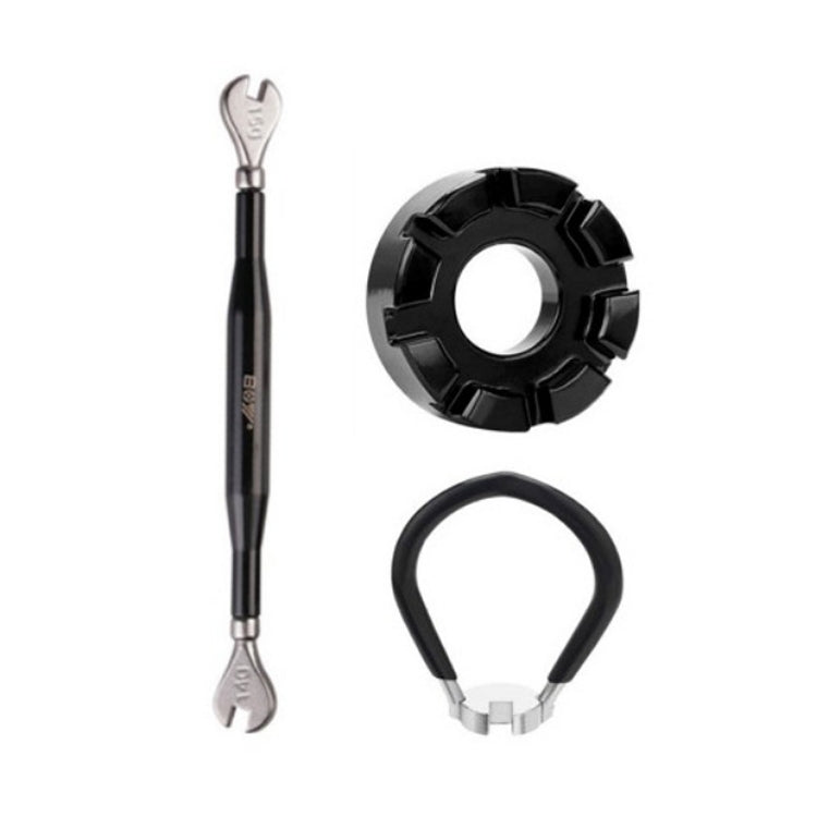 Spoke Wrench+Black 8 Port+Wrench Chrome Molybdenum Steel Mountain Bike Spoke Wrench Set