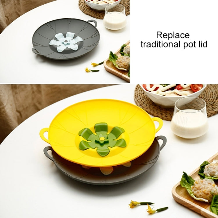 Silicone Flower Spill-proof Pot Lid Rotatable Pot Lid Kitchen Gadget, Size: 29cm Large Gray