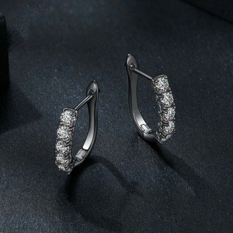 MSE011 Sterling Silver S925 Moissanite U-Shaped Pattern Earrings