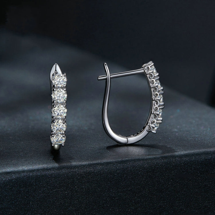 MSE011 Sterling Silver S925 Moissanite U-Shaped Pattern Earrings