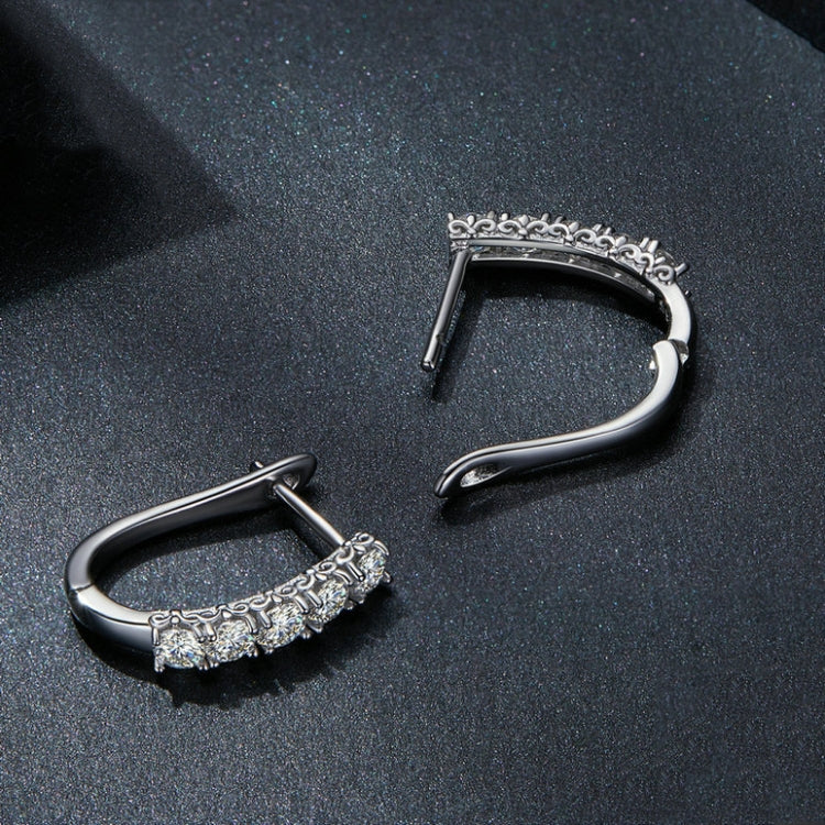 MSE011 Sterling Silver S925 Moissanite U-Shaped Pattern Earrings