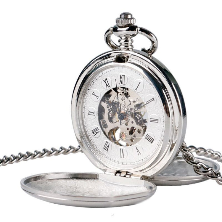 pm240 Classic Double Open Double Face Vintage Manual Mechanical Pocket Watch with Roman Lettering