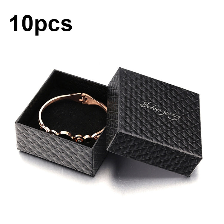 10pcs Simple Jewelry Ring Necklace Square Gift Box, Color: Black