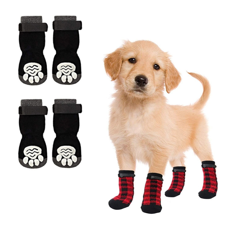 4pcs Dog Knitted Breathable Footwear Outdoor Non-slip Pet Socks, Size: M
