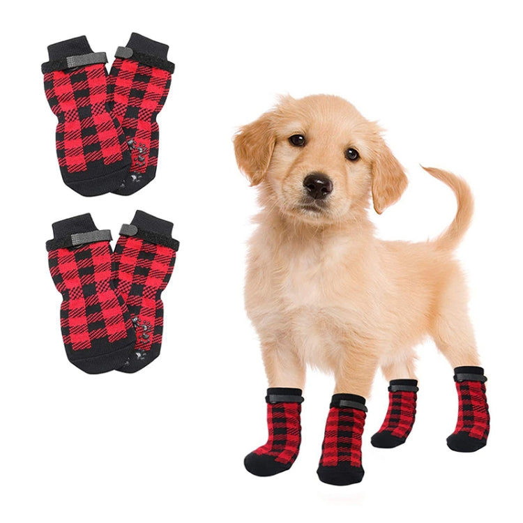 4pcs Dog Knitted Breathable Footwear Outdoor Non-slip Pet Socks, Size: M