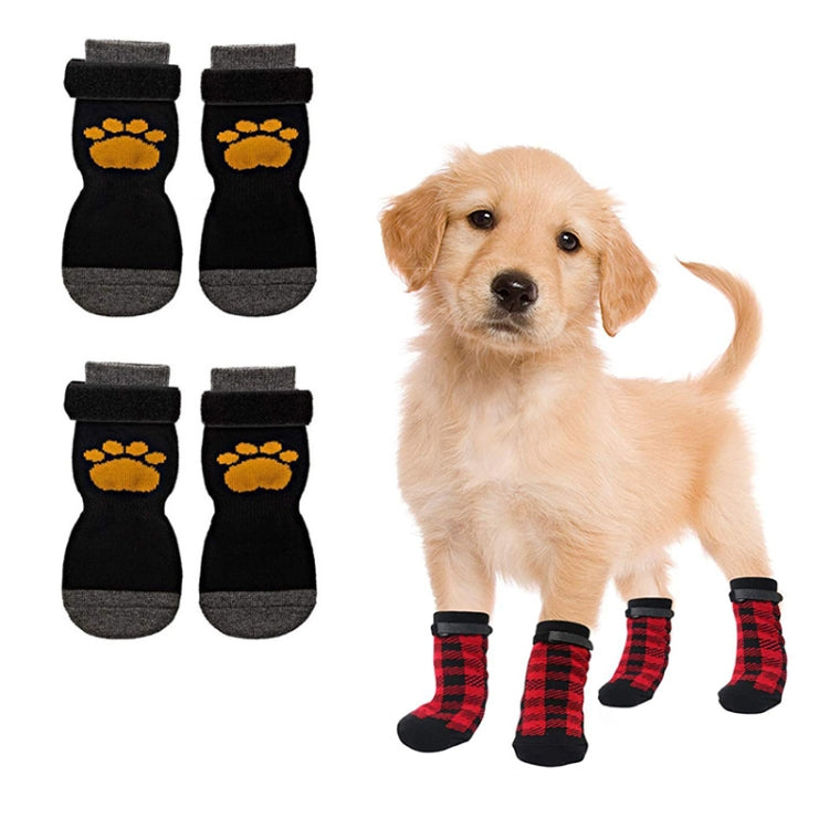 4pcs Dog Knitted Breathable Footwear Outdoor Non-slip Pet Socks, Size: M