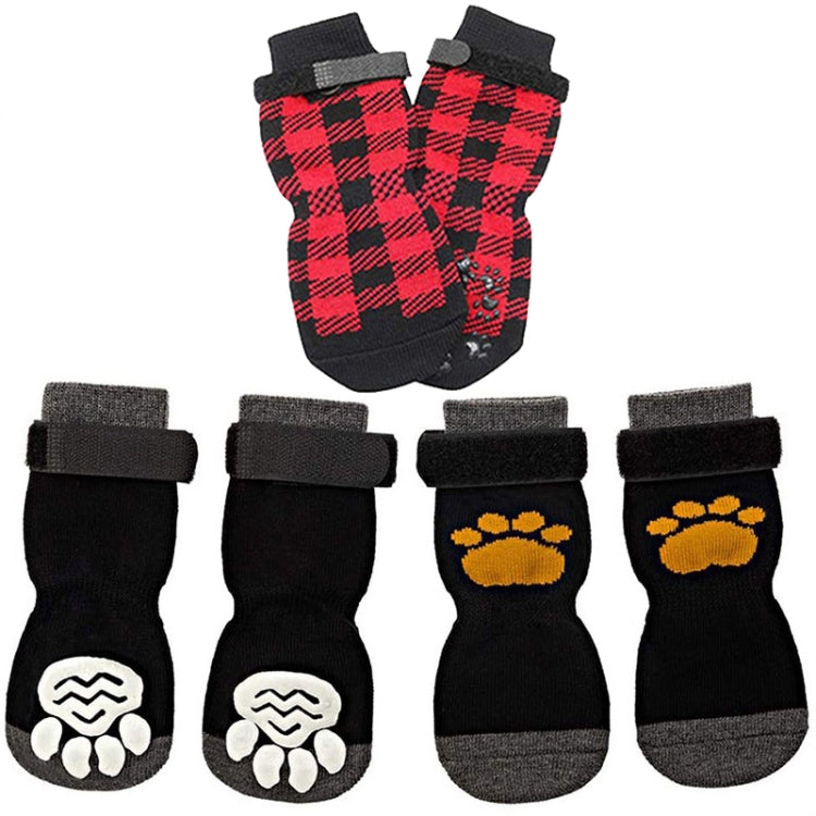 4pcs Dog Knitted Breathable Footwear Outdoor Non-slip Pet Socks, Size: M