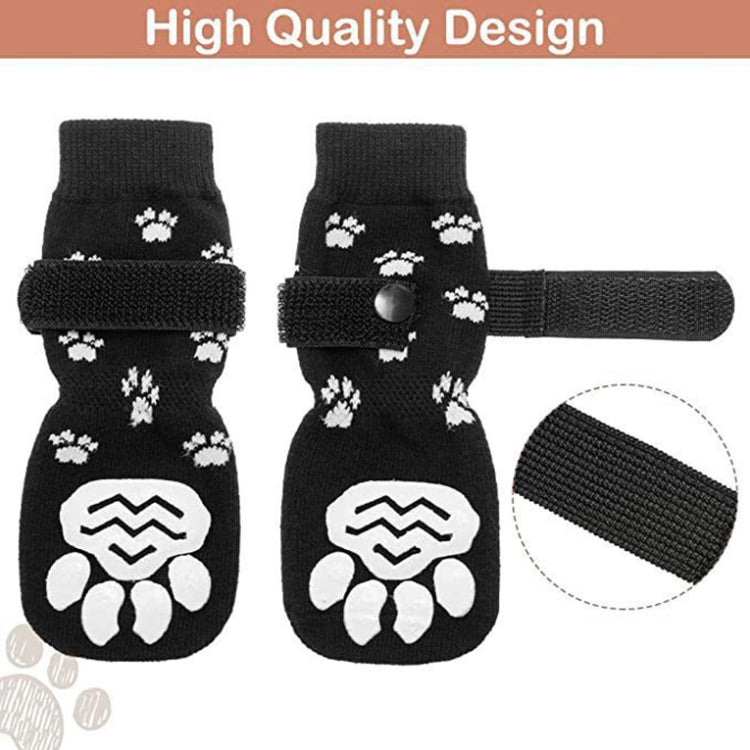 4pcs Dog Knitted Breathable Footwear Outdoor Non-slip Pet Socks, Size: M