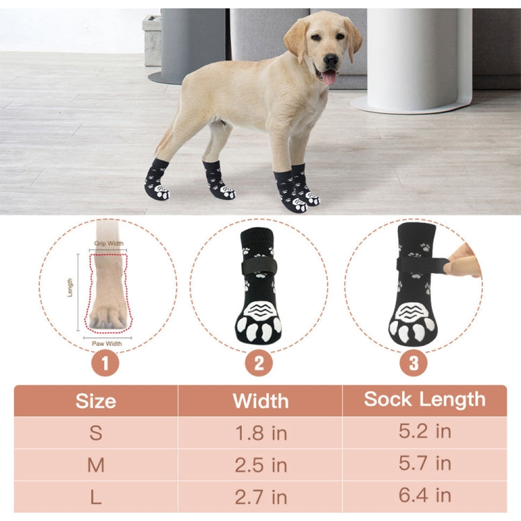 4pcs Dog Knitted Breathable Footwear Outdoor Non-slip Pet Socks, Size: M