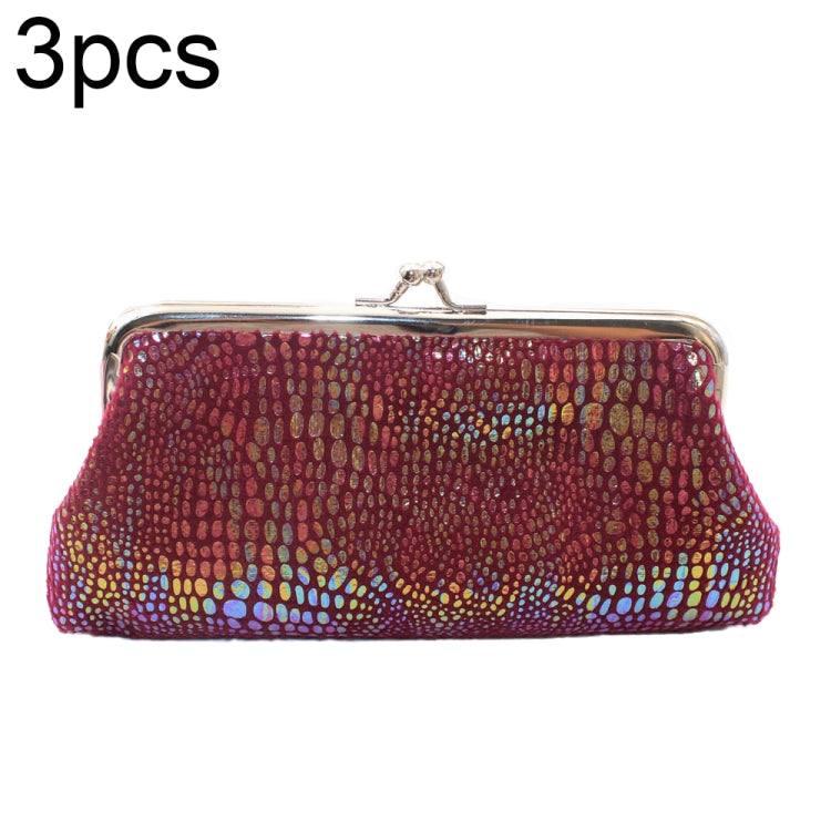 2022-09-2 3pcs Flannel Colorful Leopard Print Ladies Clutch Bag Buckle Coin Purse