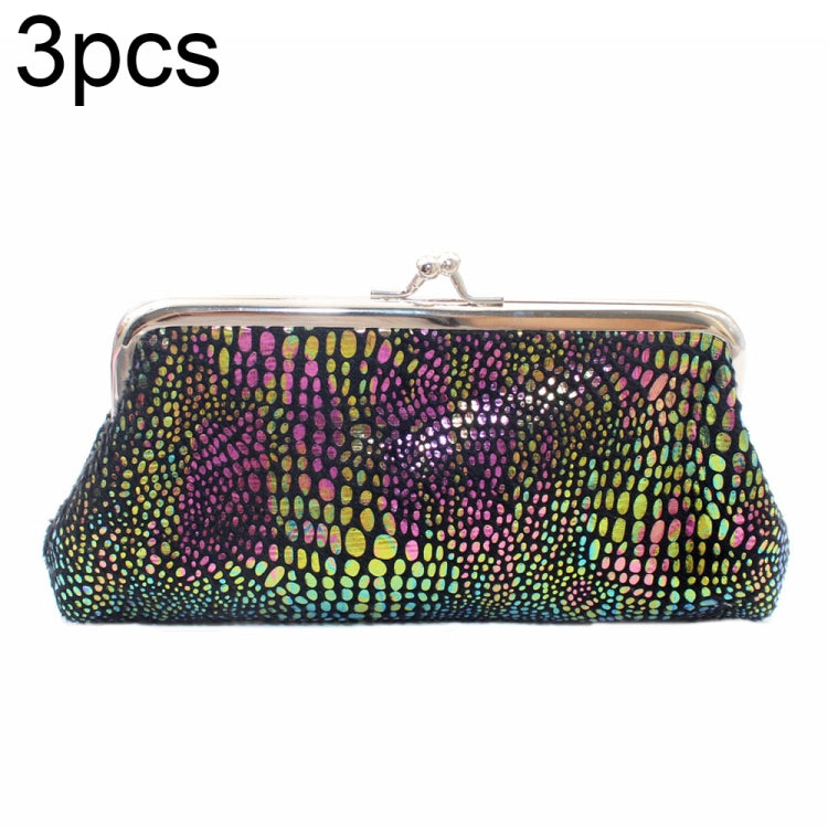 2022-09-2 3pcs Flannel Colorful Leopard Print Ladies Clutch Bag Buckle Coin Purse