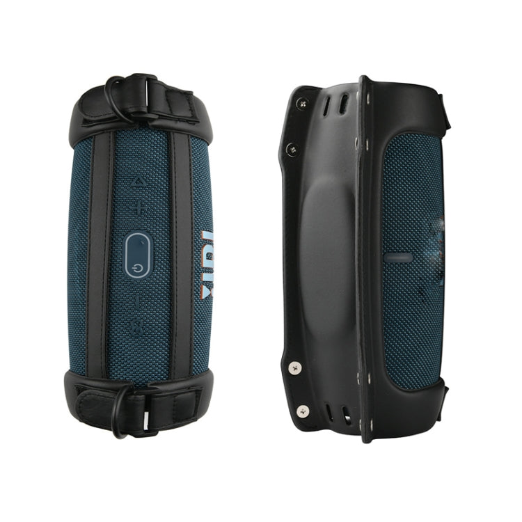 For JBL Charge5 PU Crossbody Shoulder Strap EVA Speaker Protection Case(Black)