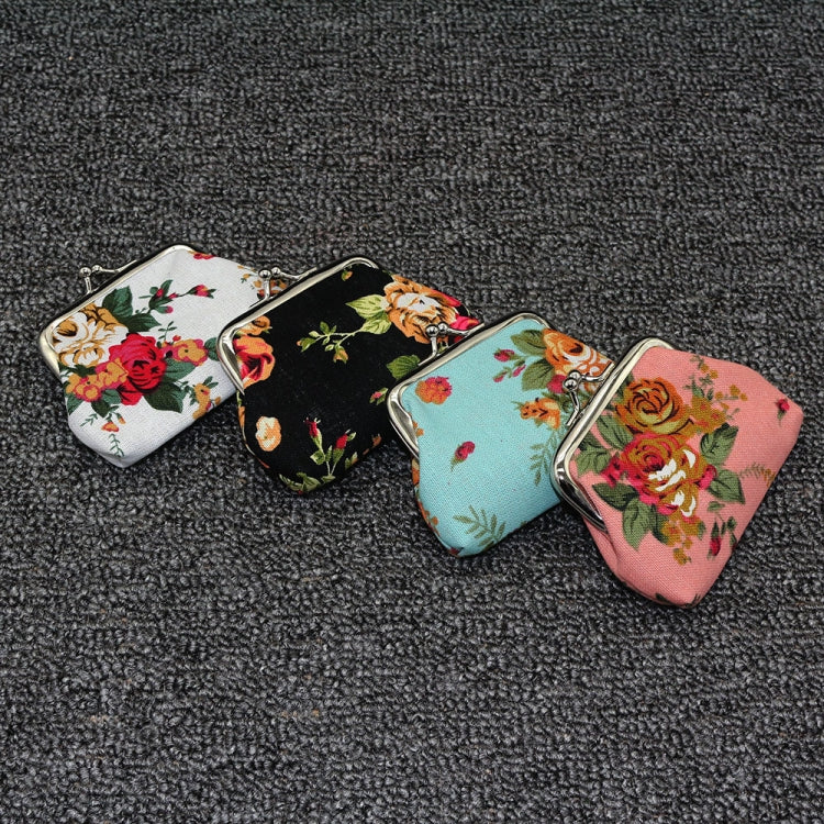 LQB-035 2pcs 3 inches Rose Print Mini Coin Purse Vintage Fabric Wallet