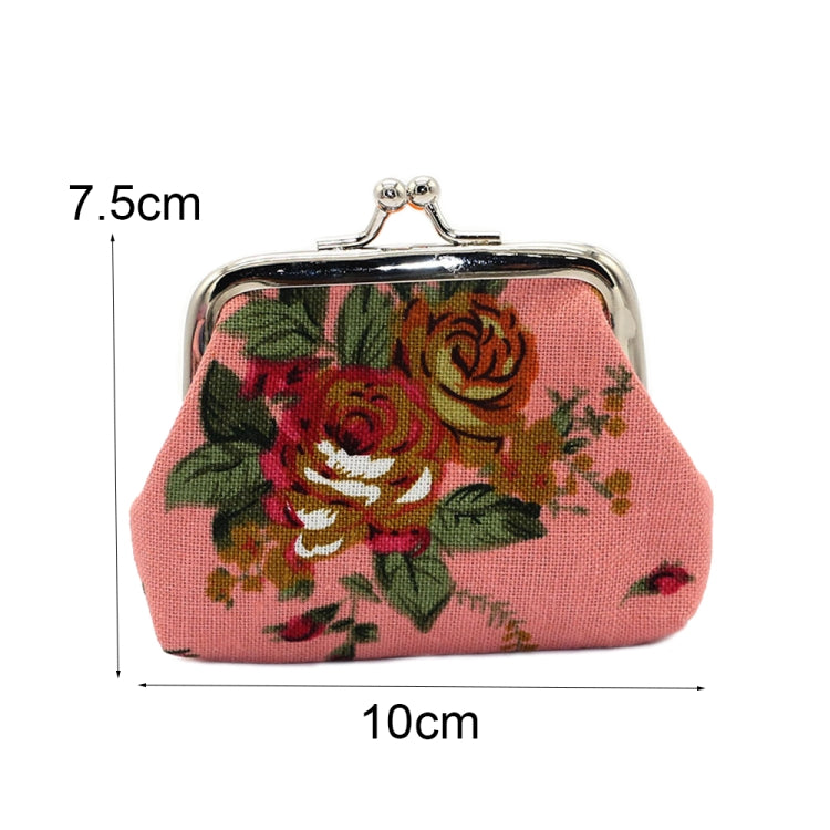 LQB-035 2pcs 3 inches Rose Print Mini Coin Purse Vintage Fabric Wallet