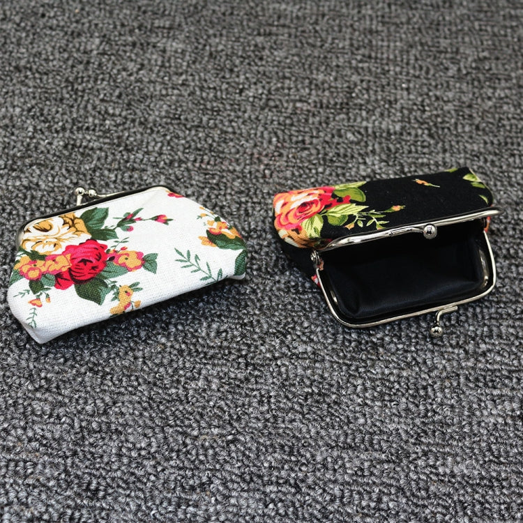 LQB-035 2pcs 3 inches Rose Print Mini Coin Purse Vintage Fabric Wallet
