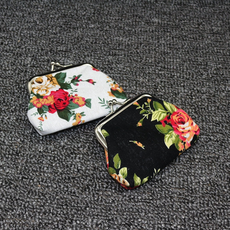 LQB-035 2pcs 3 inches Rose Print Mini Coin Purse Vintage Fabric Wallet