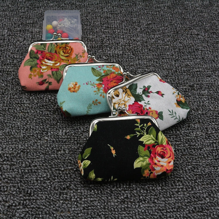LQB-035 2pcs 3 inches Rose Print Mini Coin Purse Vintage Fabric Wallet