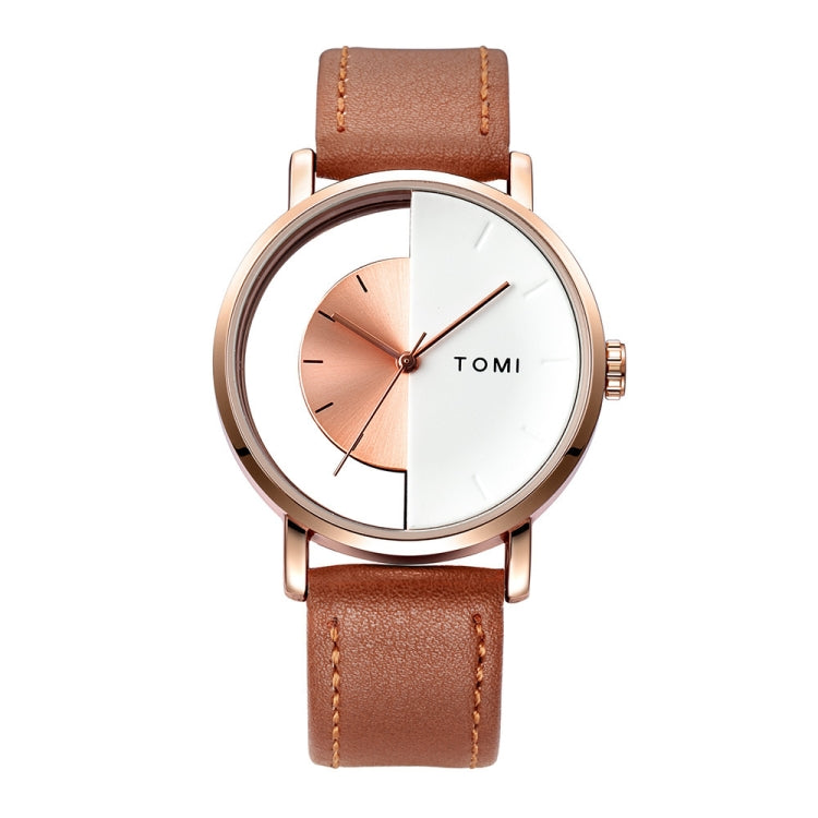 TOMI T080 Hollow Design Half See-through Unisex Quartz Watch
