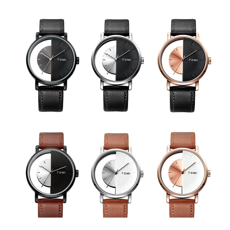 TOMI T080 Hollow Design Half See-through Unisex Quartz Watch