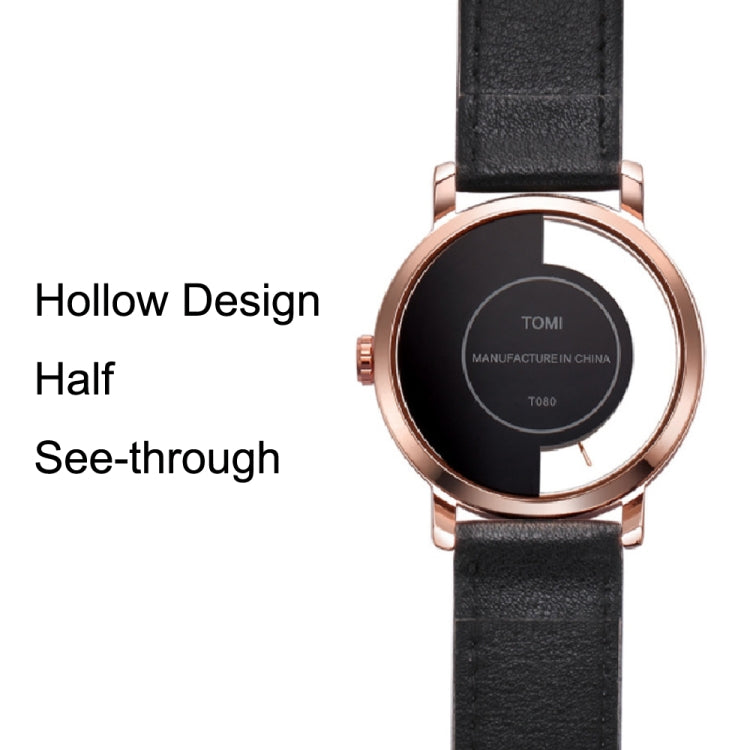 TOMI T080 Hollow Design Half See-through Unisex Quartz Watch