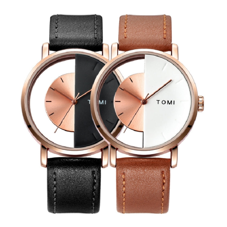 TOMI T080 Hollow Design Half See-through Unisex Quartz Watch